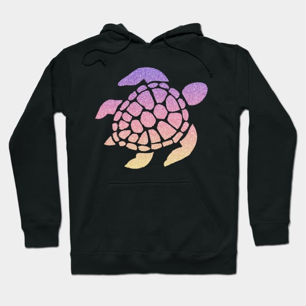 Pastel Sunset Ombre Faux Glitter Turtle Hoodie by Felicity-K